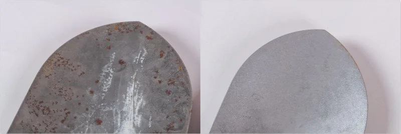 철제 삽 부품의 표면 상태 비교 사례